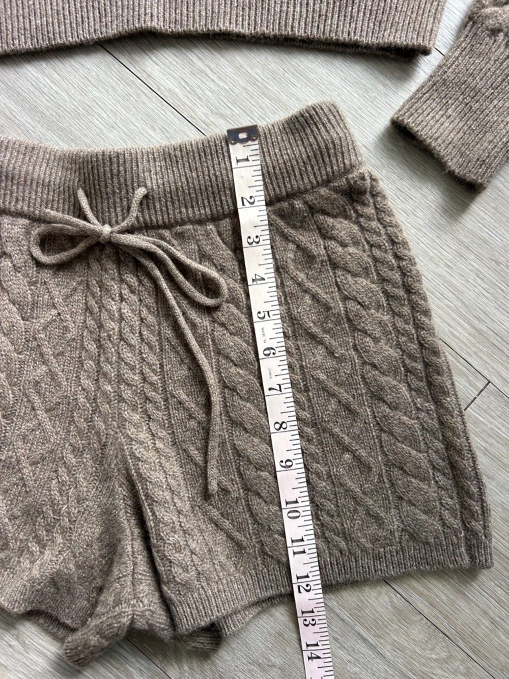 Reformation ALFIO Brown Cable Knit Crop Sweater & Shorts Set - Picture 9 of 13